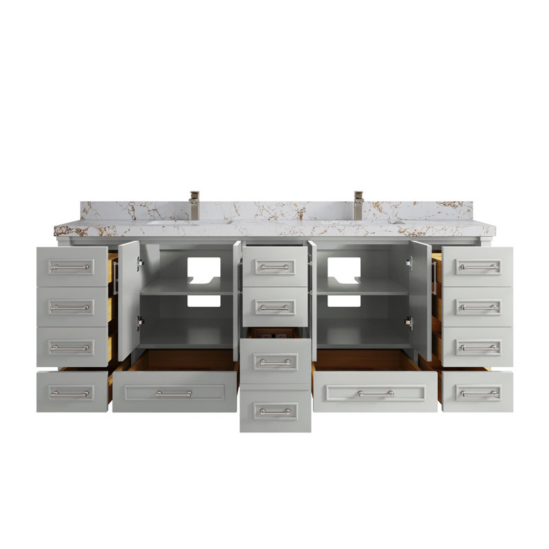 Ensemble de meuble-lavabo double 84 po Aberdeen, Viola or quartz, Gris Coventry