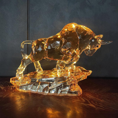Acrylic Bull Statue Wall Street Bull Statue Sculpture Stock Mark...