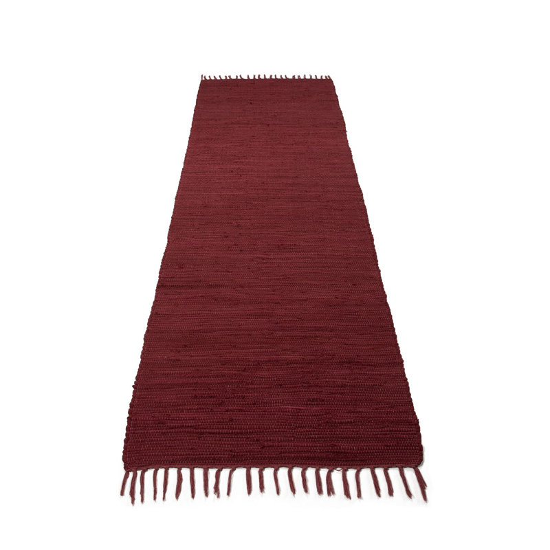 Chindi Uni Solid Colour Hand Crafted Hand Braided Violet Area Rug, Runner 70 x 240cm