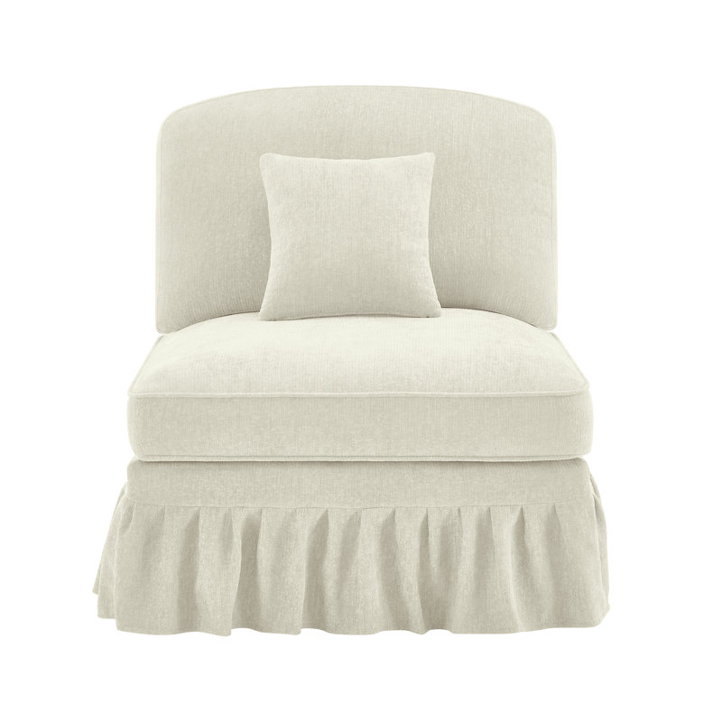 Canapé sans accoudoirs en chenille avec 1 coussin - beige et blanc, Beige et blanc