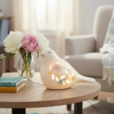 Haight Led Porcelain Bird With Floral