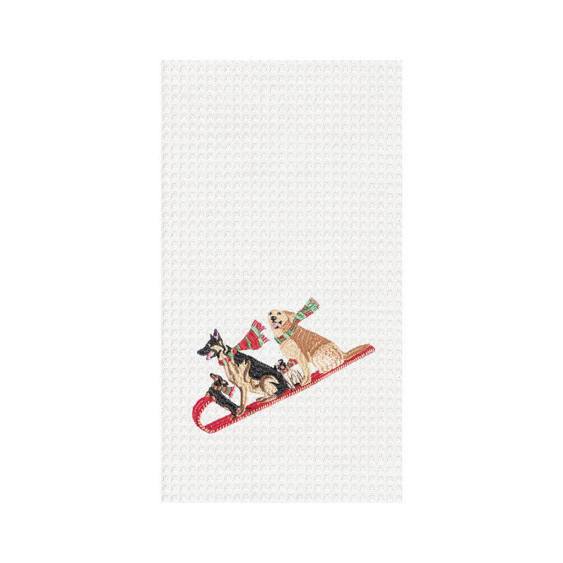 Serviette de cuisine Dogs Tobogganing Waffle Weave