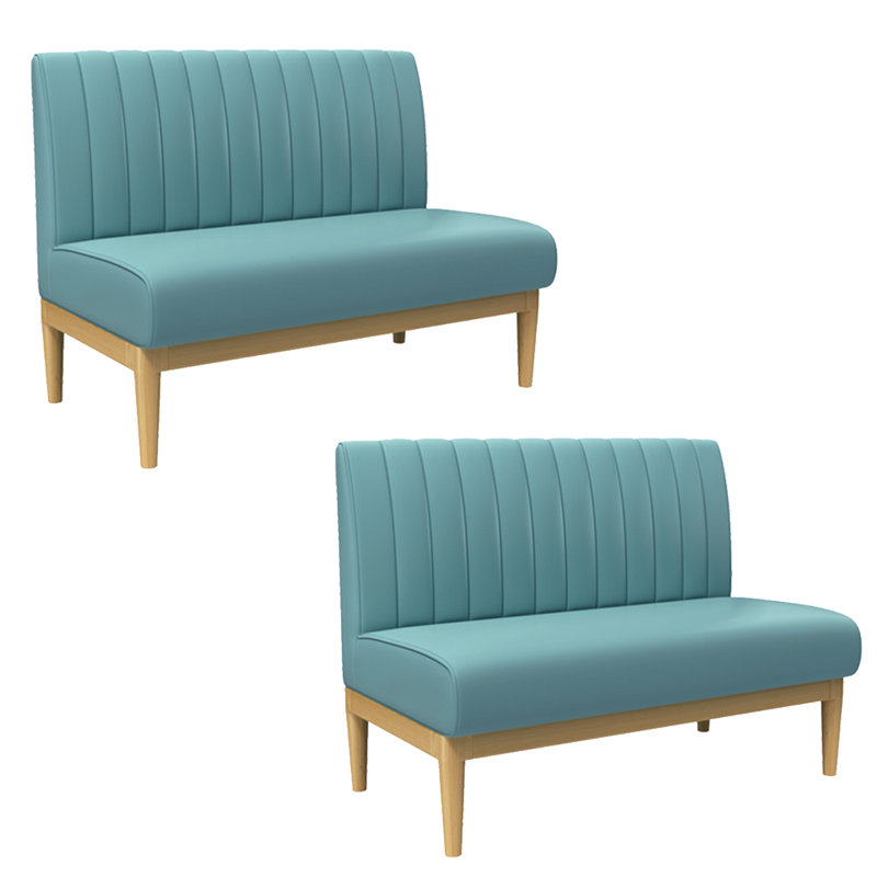 Banc rembourré en similicuir, Bleu ciel