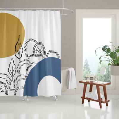 Rideau de douche Mid-Century Yellow Moon