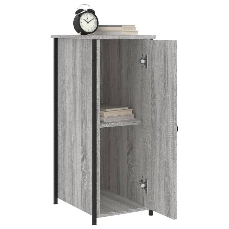 Memuna 32cm W Iron Bedside Table, Grey Sonoma, Set of 2