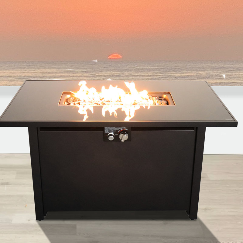 25'' H X 42'' W Outdoor Fire Pit Steel Table, 50000 , Heat , Black, Modern Garden Bond Rust & Compilation