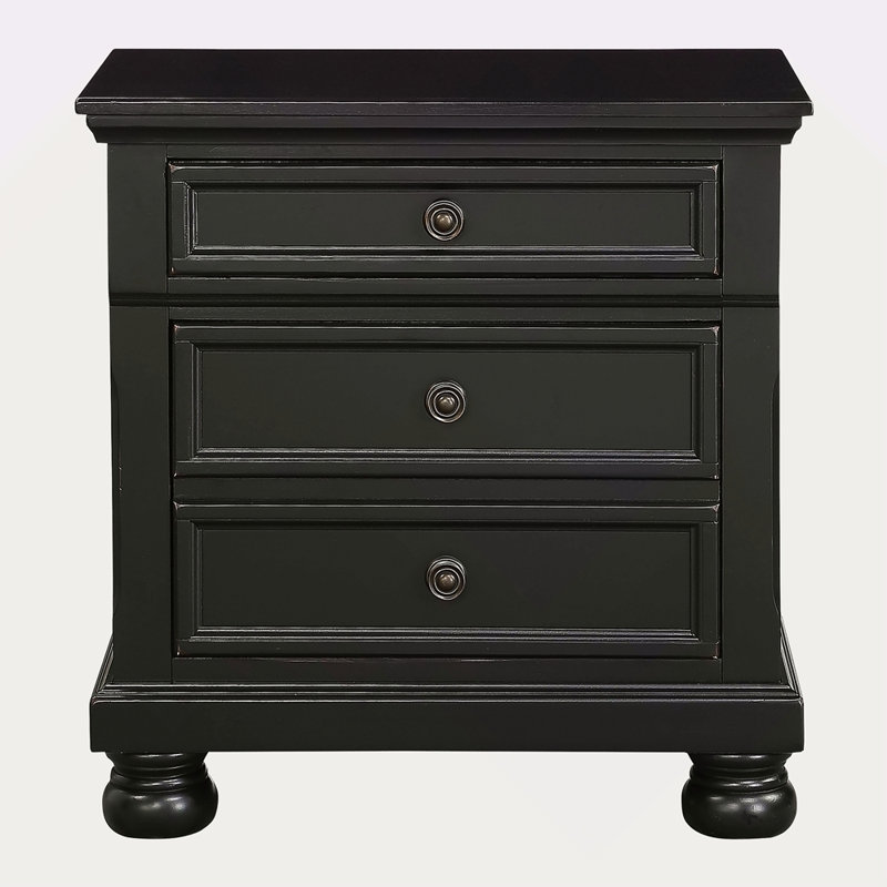 Table de chevet avec tiroirs cachés, Noir
