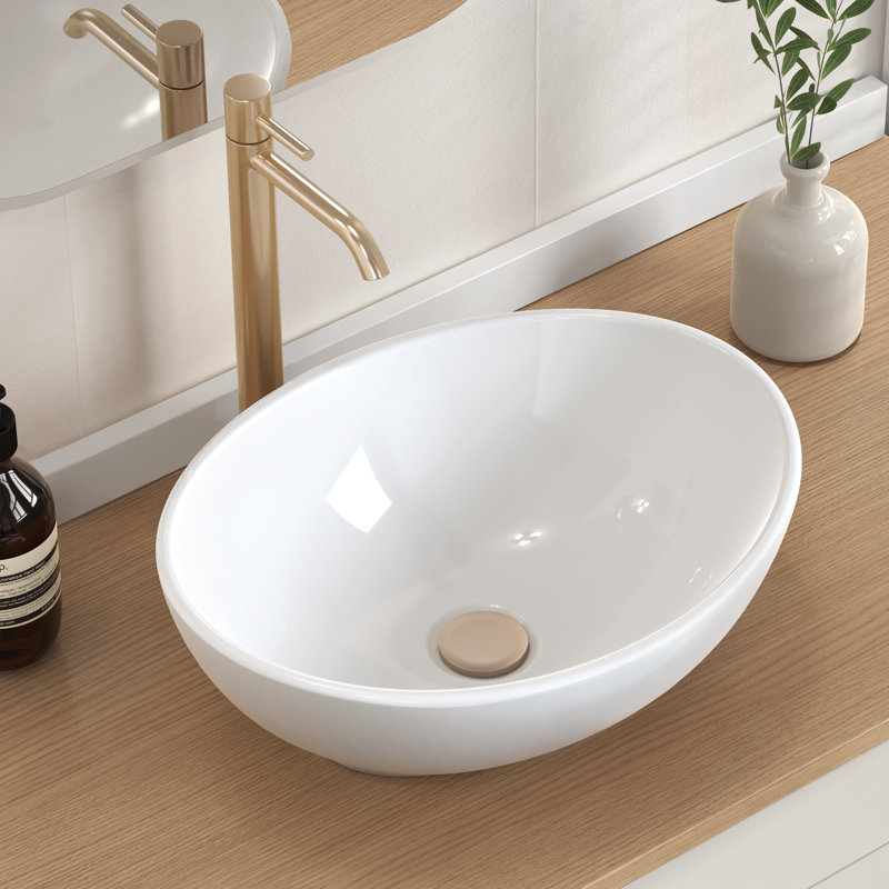 Lavabo vasque de salle de bain KES ovale blanc 16 "X 13" comptoir moderne