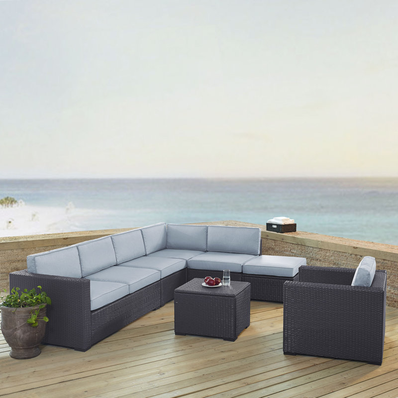 Ensemble de conversation modulaire avec coussins 4 pièces Arbedella, Brume