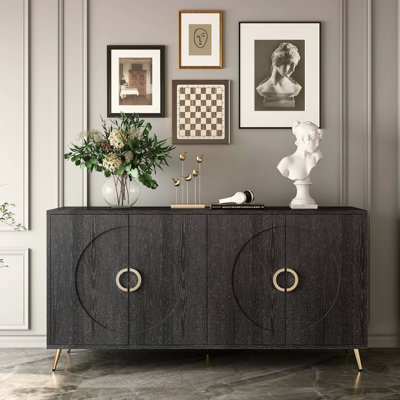 Armoire de rangement moderne à 4 portes en bois laqué moderne pour le salon, le vestibule, le couloir, le bureau, la cuisine et la salle à manger