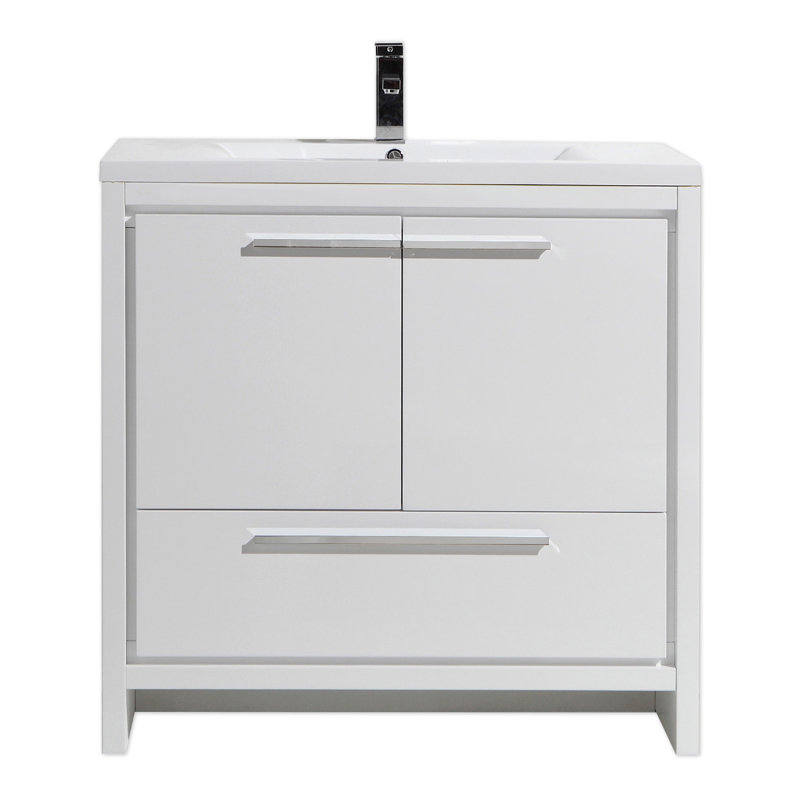 Ensemble de meuble-lavabo simple 36 po Berroa, Blanc très luisant