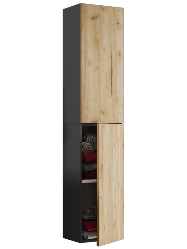 Aysheia Freestanding Bathroom Cabinet, Natural/Black