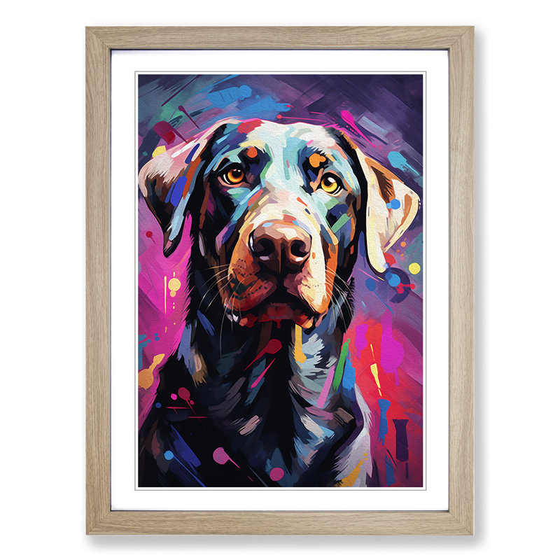 Labrador Retriever Informel No.2 - Single Picture Frame Rectangle Print on Wood, 64cm H x 46cm W x 2cm D, Oak Framed