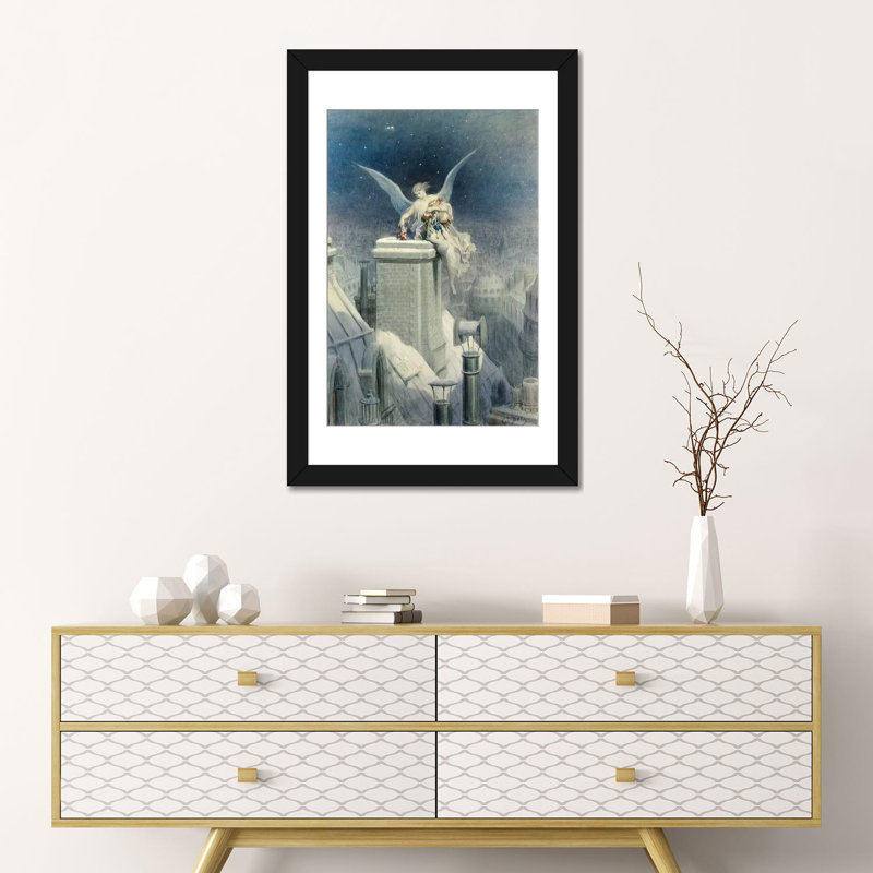 « christmas réveillon », reproduction sur toile, Papier d'art encadré noir, Blanc, H 24 po x l 16 po x P 1 po