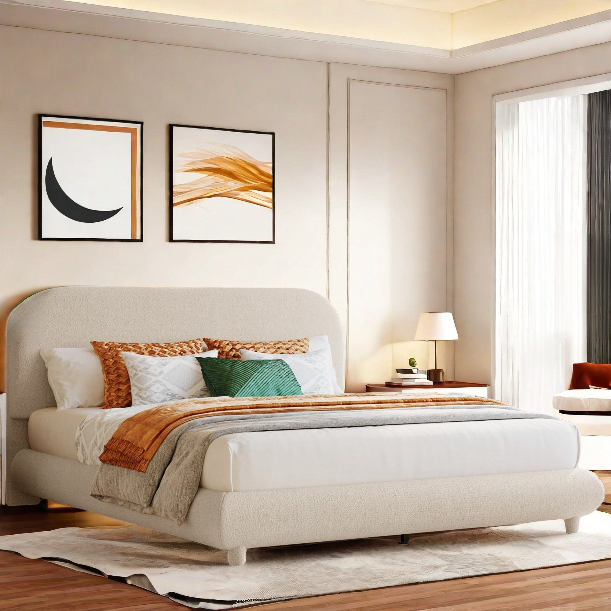 Latitude Run® Upholstered Platform Altizer And Stylish Curve-shaped Design | Wayfair