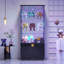 Armoire bar 71 po en verre avec éclairage à DEL RVB et capteurs de mouvement, armoire de rangement verrouillable à 3 niveaux-1291438182