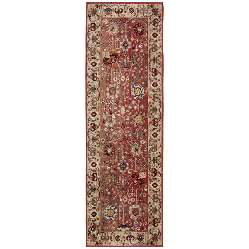 Tapis performance oriental Kurtz, Tapis de couloir 2 pi 6 po x 8 pi, Red/Beige