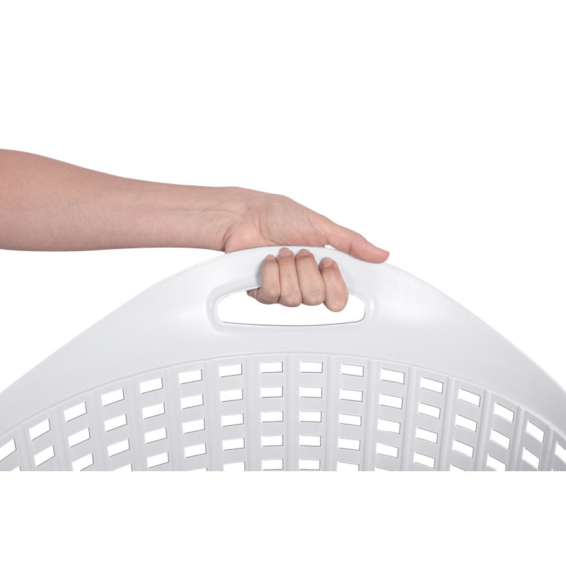 Wicker Laundry Basket with Handles, White
