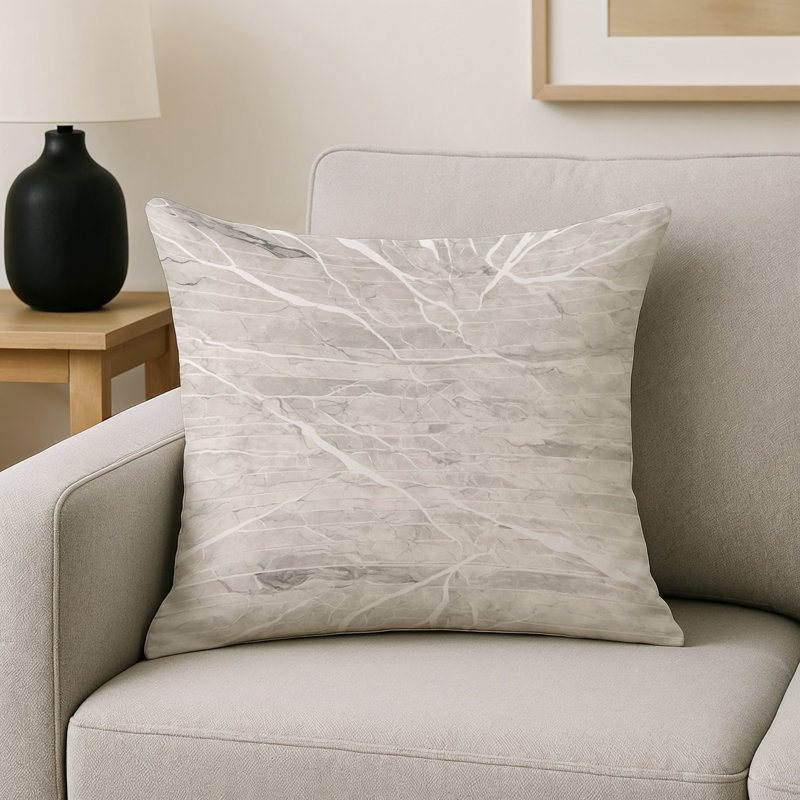 Coussin décoratif intérieur et extérieur Modern, Gris abstrait, Carré 18 po