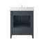 Meuble-lavabo au fini gris acier avec plateau en carrare naturel-1173820049