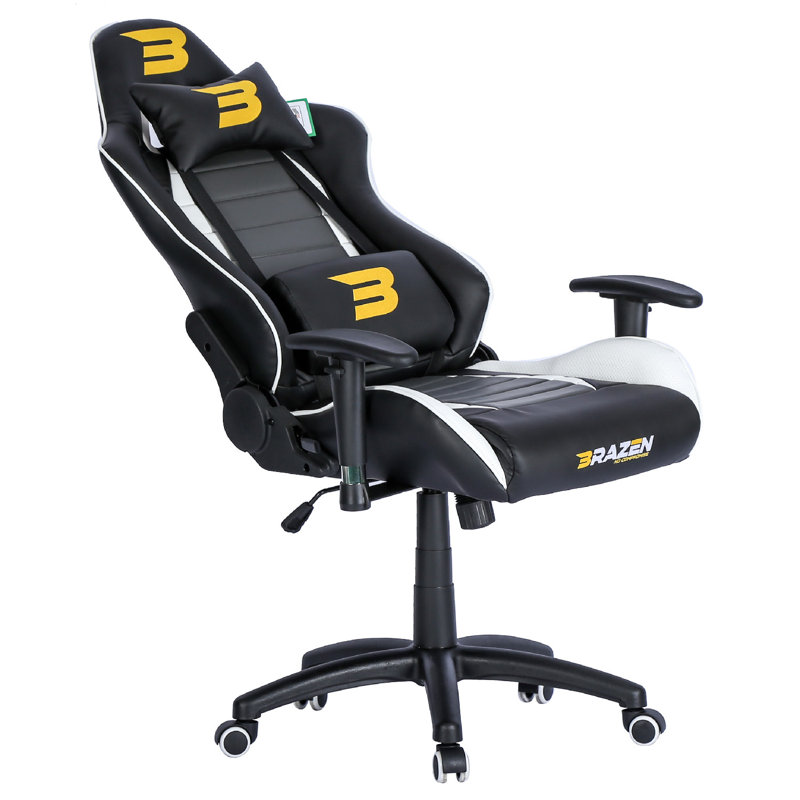 BraZen Sentinel Elite PC Gaming Chair, White/Black