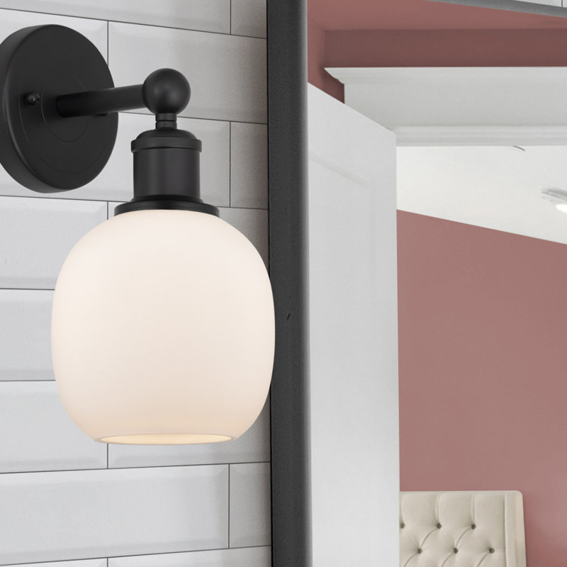 Cheraw Steel Armed Sconce, Matte Black, Matte White
