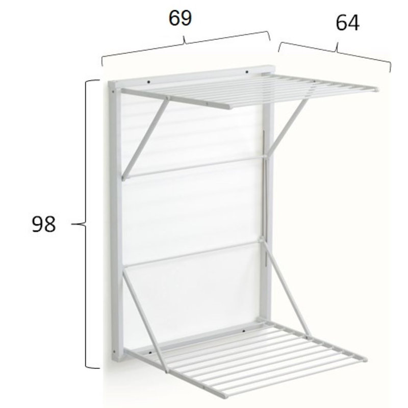 WALL CLOTHESLINE Wood Foldable Wall-Mounted Drying Rack, White