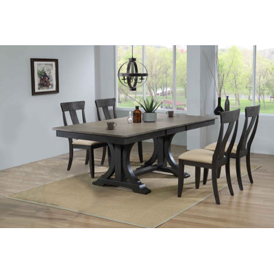 Quirion Upholstered Extendable Solid Wood Dining Set