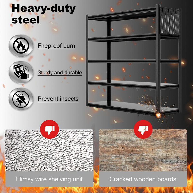 Tablettes de rangement avec panneau perforé, étagères de garage robustes et rangement, tablettes réglables en métal, support de rangement pour garage, organisation utilitaire industrielle 72 * 48 * 24