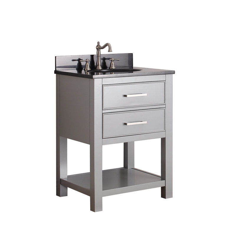 Brooks 25'' W Single Vanity, Chilled Gray, Carrera White Marble