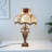 21 ''h Classical European Table Lamp, Antique Flower Fabric Desk Lamp With 3 Color Bulb