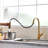 High Arc Gold Pull Out Kitchen Faucet - Ceramic Filler For A Smooth And Steady Flow With Function Modern Style 1 Hole Single Handle