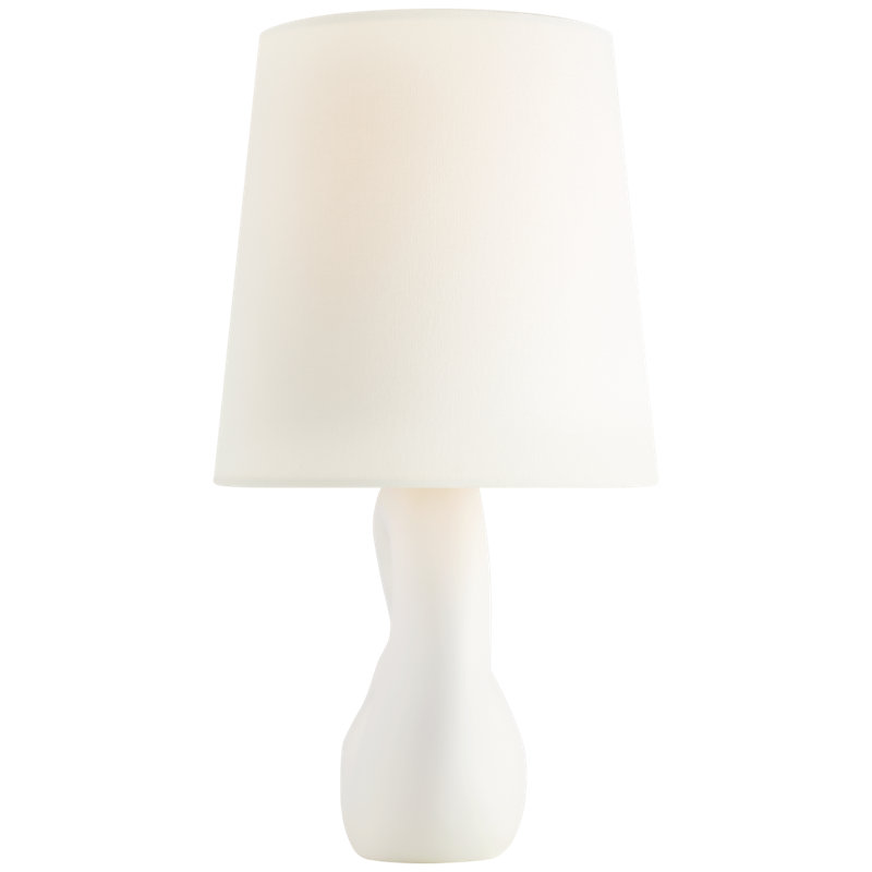 Adria 16" Cordless Table Lamp in Plaster White with Linen Shade