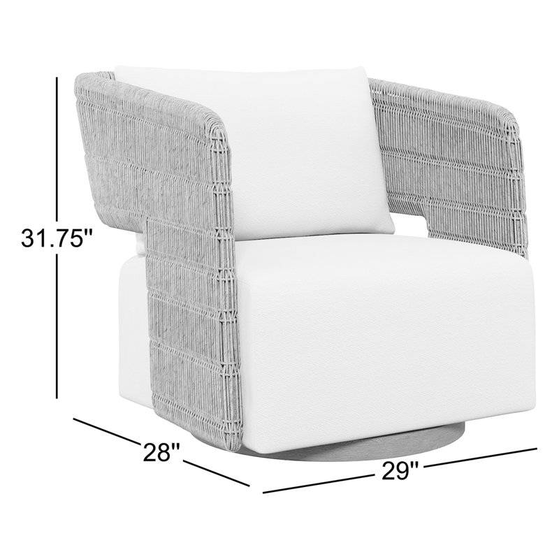 Maldives Outdoor Swivel Lounge Chair, Gray