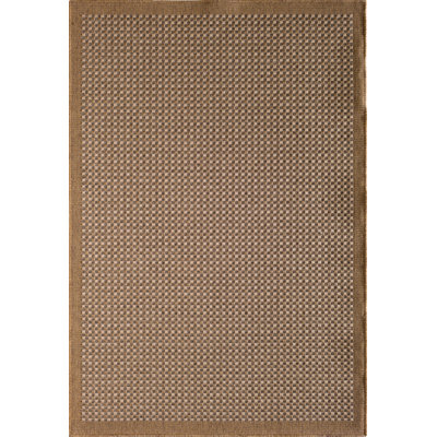 Tapis d'intérieur / extérieur en polypropylène tissé à la machine en patchwork brun clair naturel / brun Macri