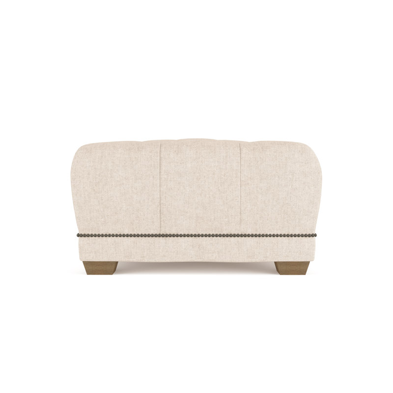 Hudson Upholstered Ottoman, Plush Velvet Oyster, Weathered