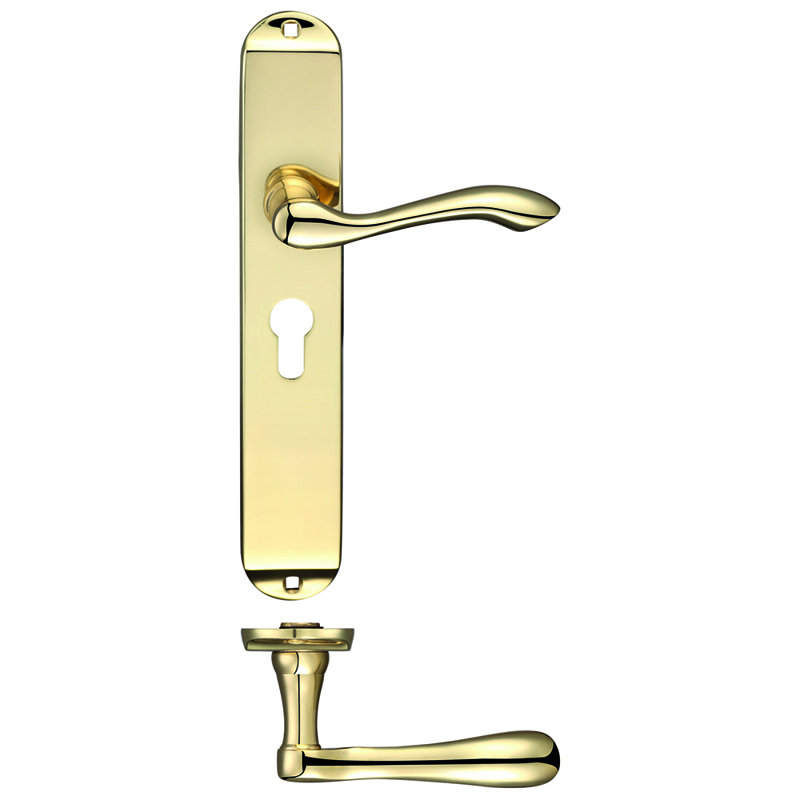 Arundel Lock Right Hand Door Handle, Polished Brass