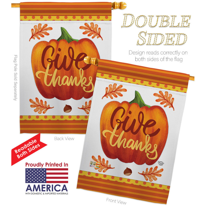 Double Sided 40'' H x 28'' W Polyester Thanksgiving House Flag