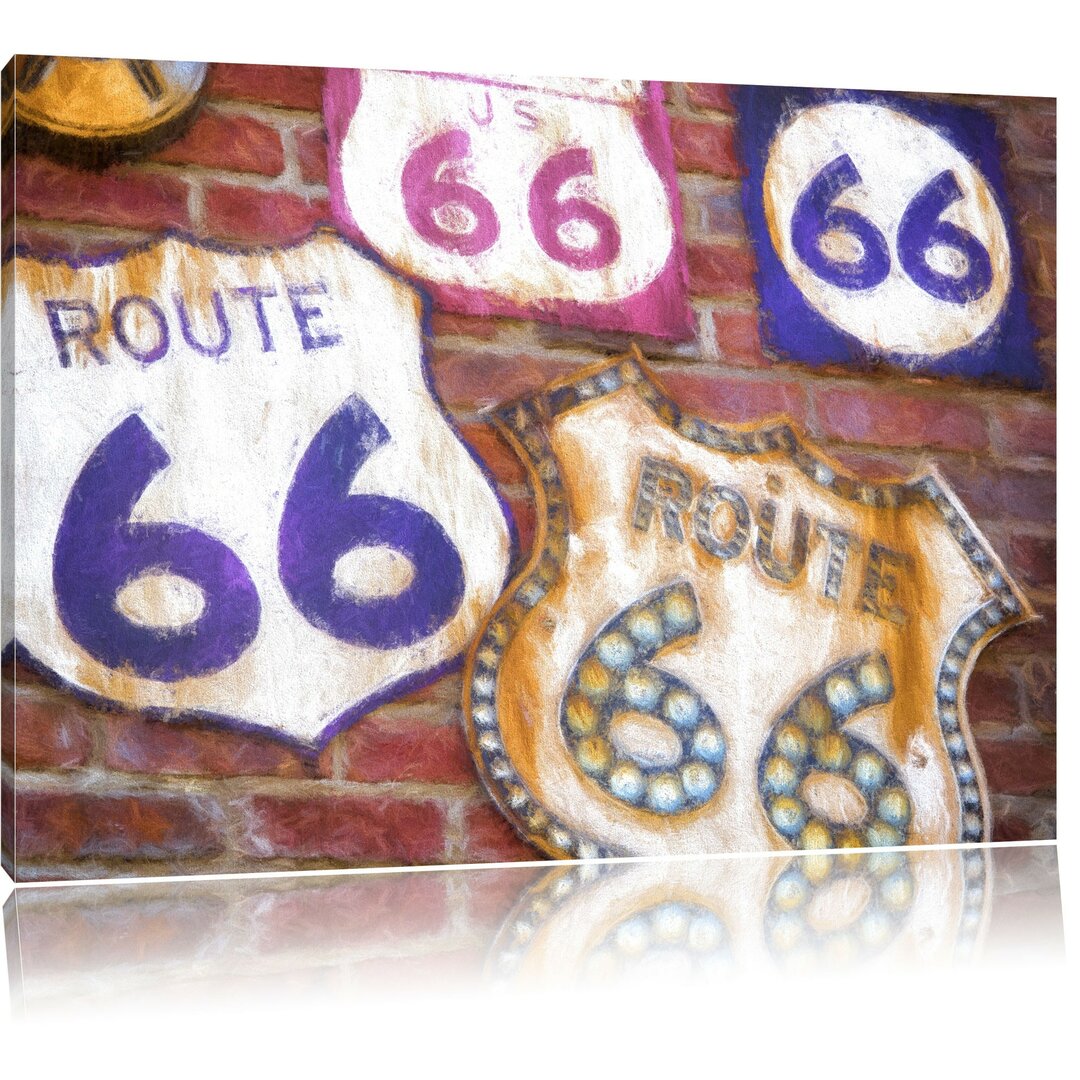 Leinwandbild Route 66 in Braun/Beige