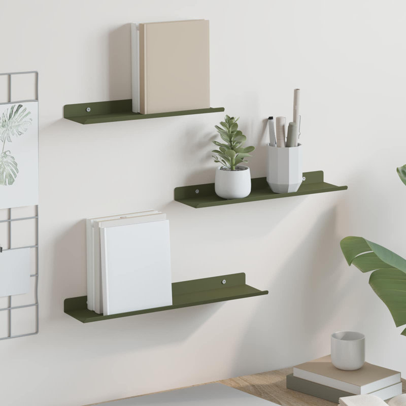 Steel Floating Shelf, Olive Green