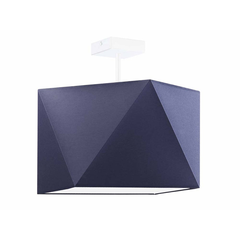 Demarian Fabric Semi Flush Mount, Navy Blue, White