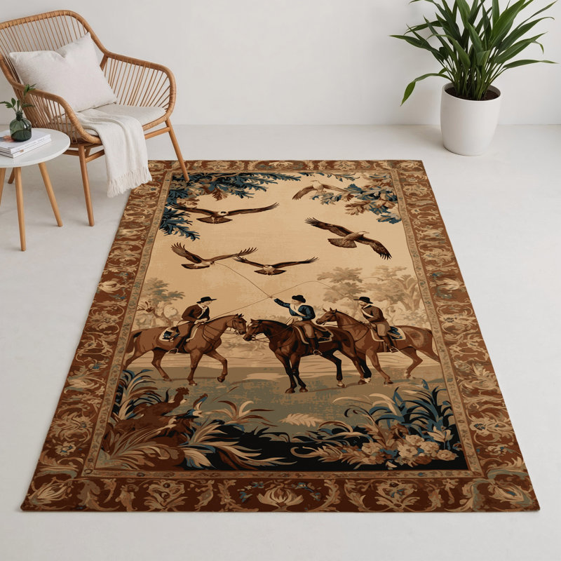 French Brown Indoor and Outdoor Area Rug, Rectangle 3' x 5'
