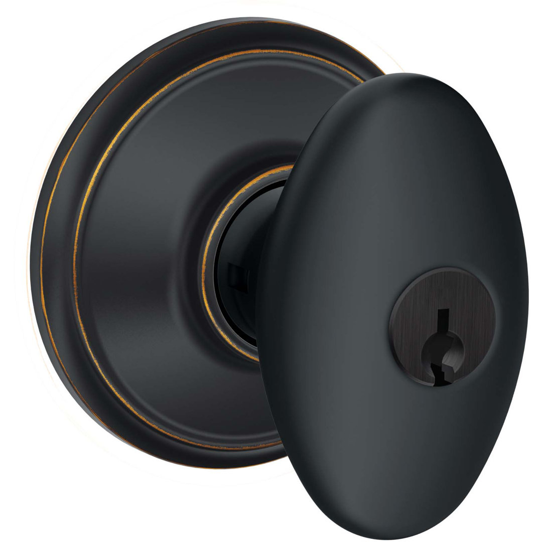 Schlage Sienna Aged Bronze Brass Entry Knobs ANSI Grade 2 1-3/4 in. Schlage 