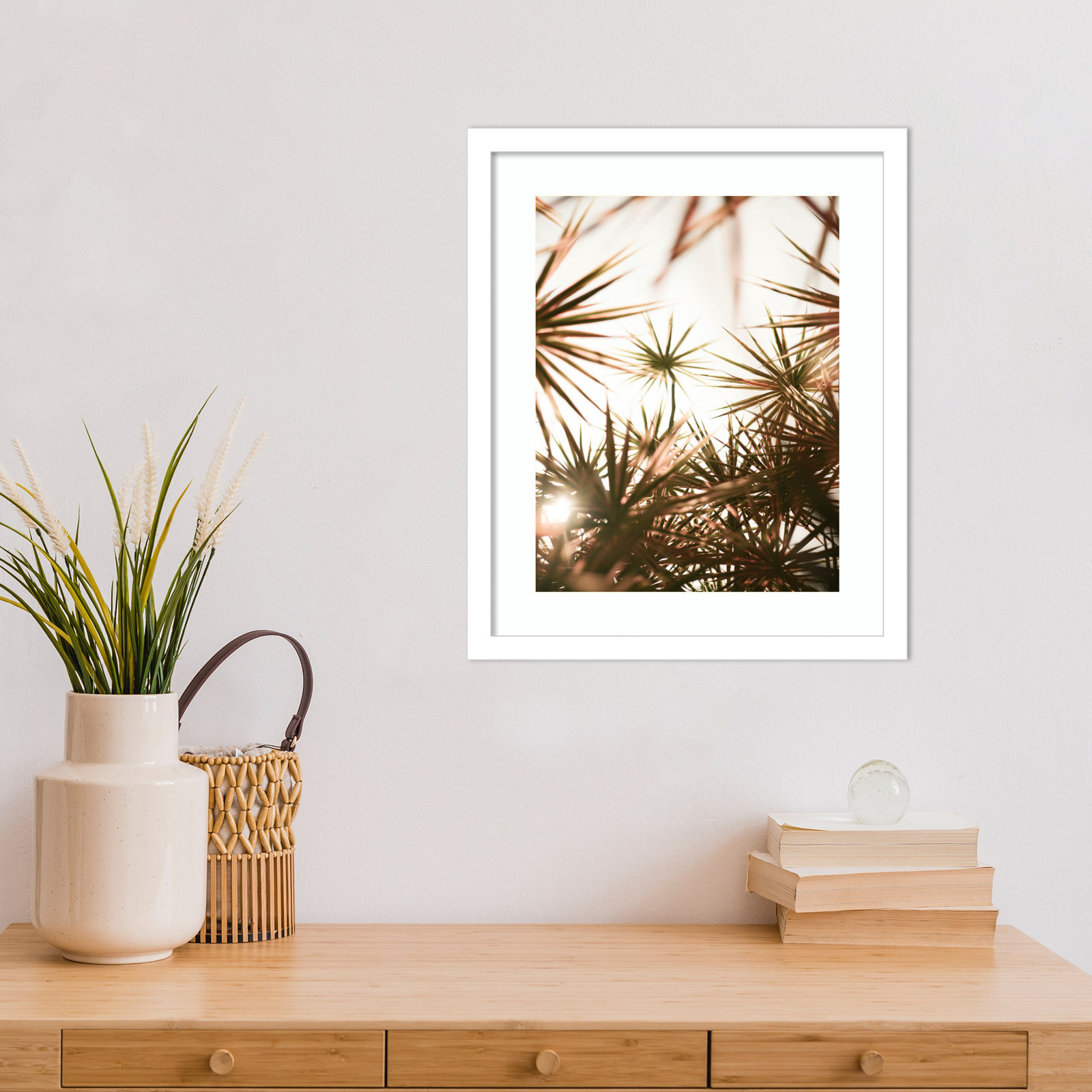 Daisey "Starlight Through Palms" Print, White, 17" H x 14" W