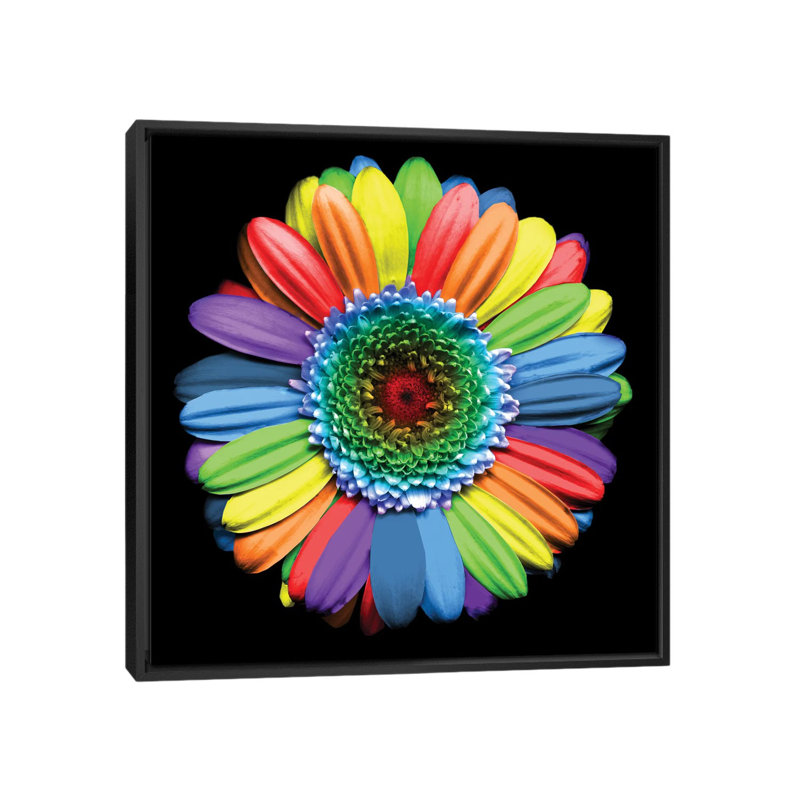 Rainbowflower par Magda Indigo - estampe numérique sur toile tendue avec châssis, H 18 po x l 18 po x P 1,5 po, Pas de tapis