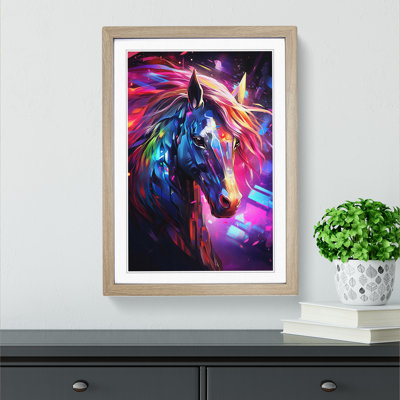 XYZ-FRM-V1223-5240 Pony Futurism - Single Picture Frame Print on Wood