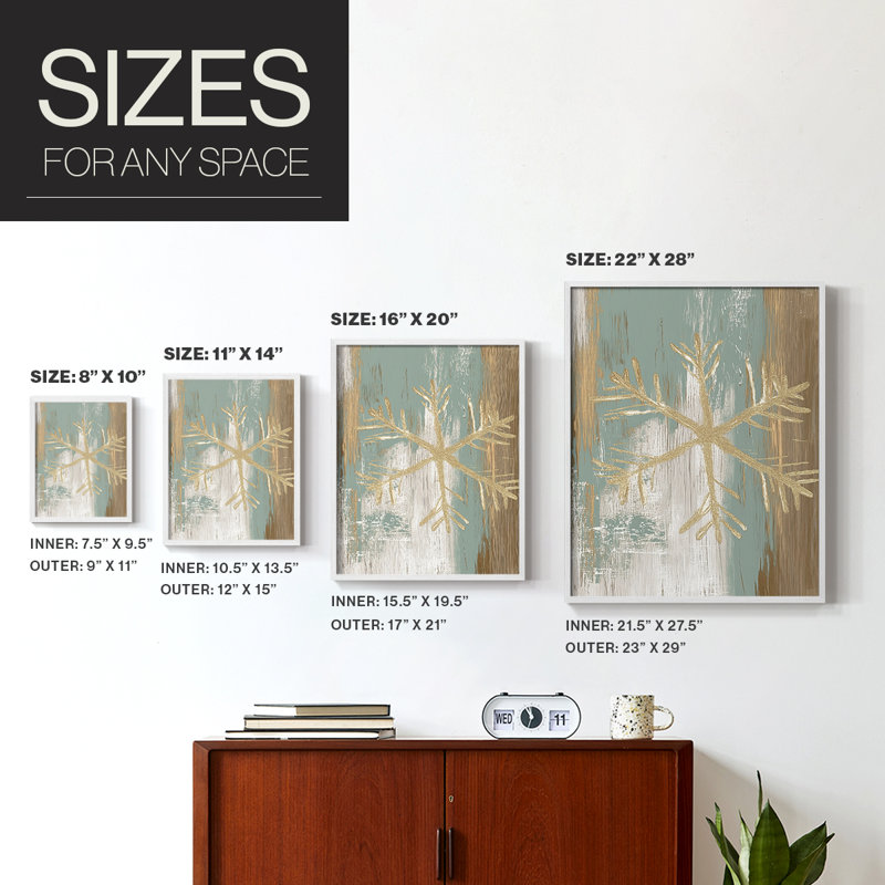 «Christmas Holiday Art» CLXV III, reproduction d'art encadrée - bois massif, H 15 po x l 12 po, Blanc