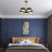 Transitional 5 Light Gold and Black Semi Flush Mount