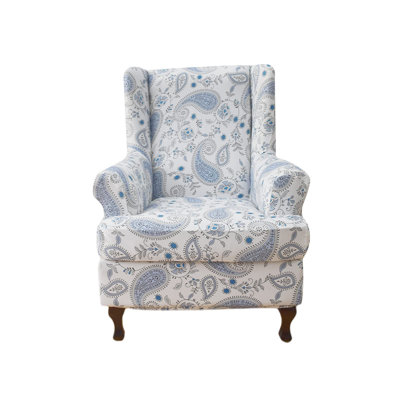 Housses pour fauteuil à oreilles Housses pour fauteuils à oreilles imprimées 2 pièces Housse pour fauteuil à oreilles Housse pour fauteuil extensible Housse de protection pour fauteuil lavable pour salon et chambre à coucher