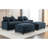111" American Design Blue Sectional With Double Cushion, Storage, And Two Removable Ottomans For Living Space Charging, Cup Holders, Large Comfortable Room Seating